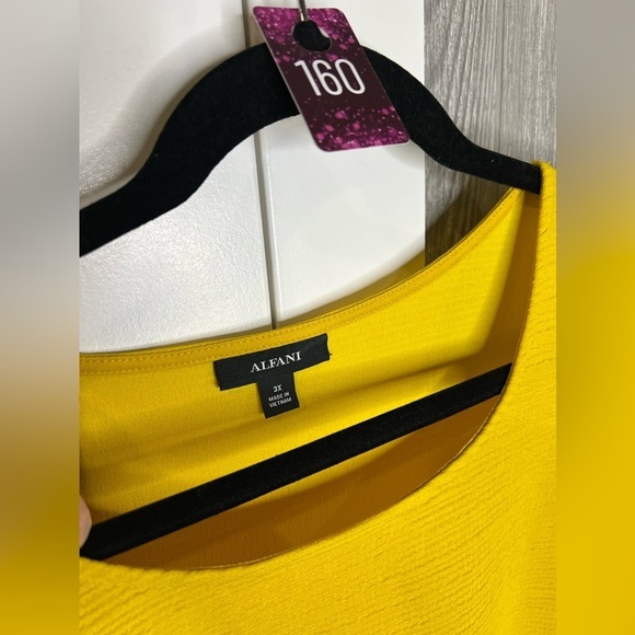 160. LIKE NEW Alfani Textured Asymmetrical Tank Mustard yellow 3X - Picture 4 of 6